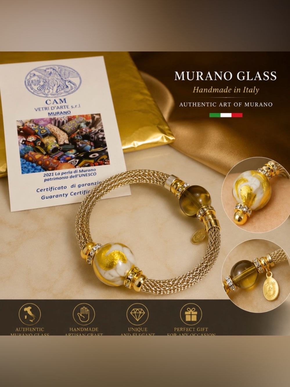 Glass Of Venice Murano Glass/Bracelet Italian/Sparkling Beads